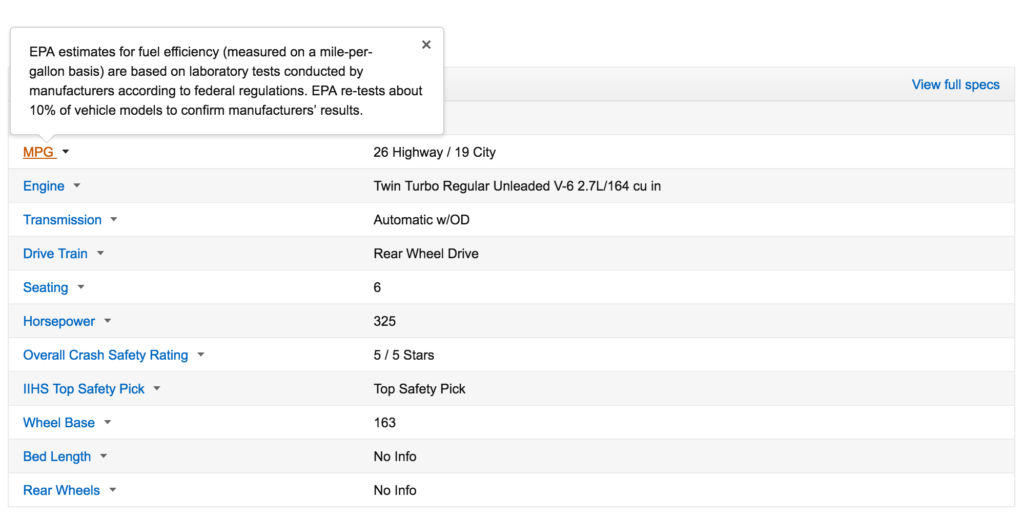 Amazon Vehicles - Key Specs