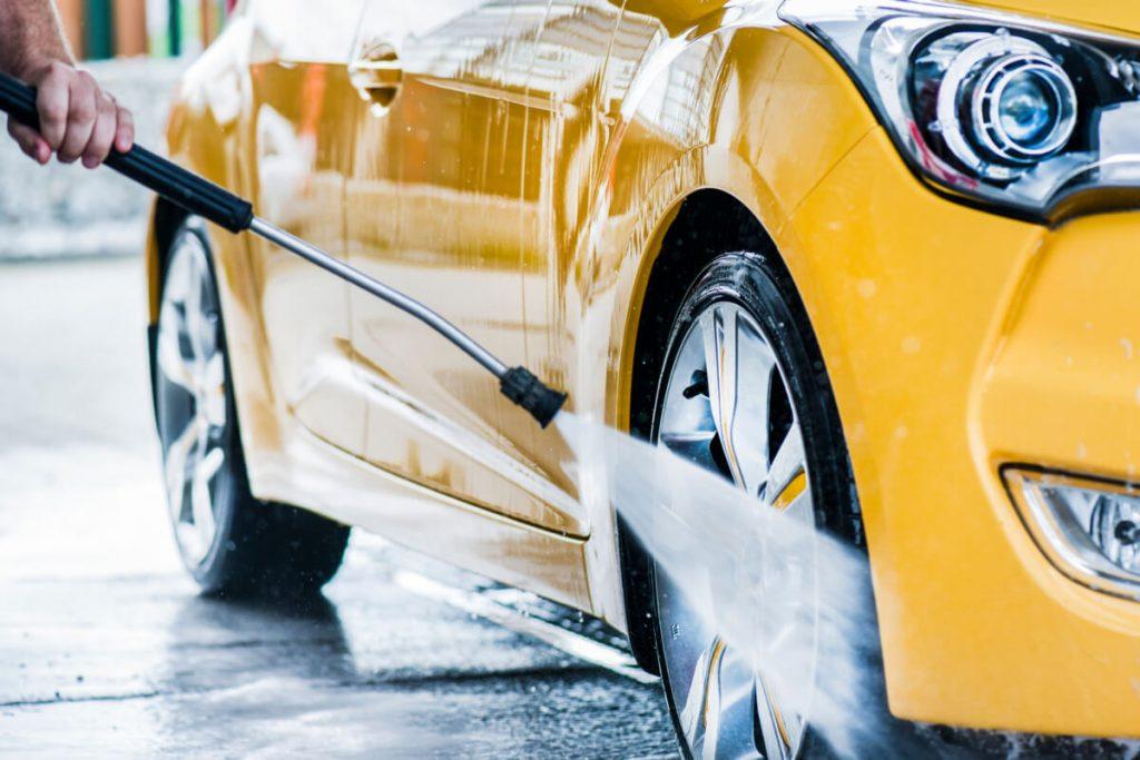 Washing A Car With A Pressure Washer