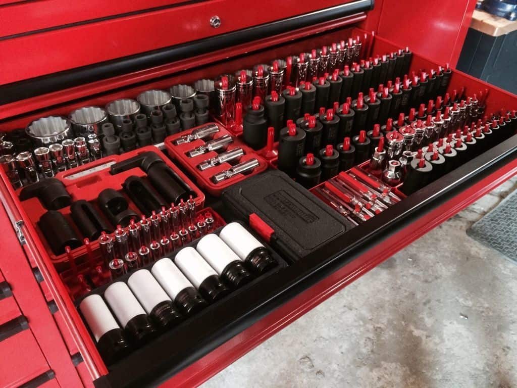 Socket organizers in tool chest